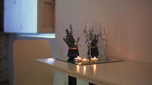 Candlelit Romance on a Cozy Dinner Table