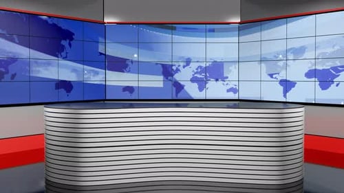 3D Virtual News Studio Background Loop