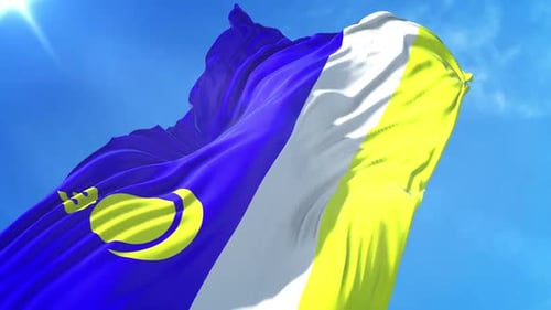 Buryatia Republic Flag Waving in Slow Motion
