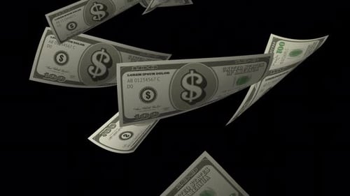 Falling Money Bills Animation with Transparent Background