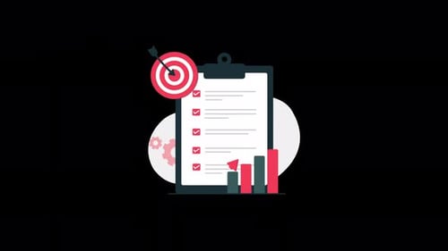 Flat Design Checklist Animation with Goal Target and Progress