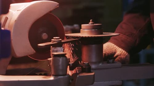 Modern Tool In Heavy Industry. Cut Sheet Metal At Workshop. High Precision Manufacture Of Steel P...