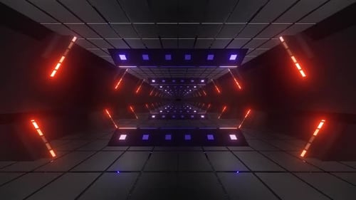Futuristic Neon Tunnel Fly-Through Background Animation