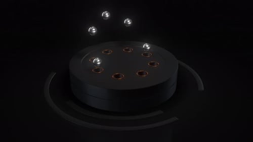 Hintergrund mit synchronisierten hüpfenden Metallkugeln
