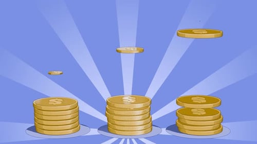 Budget. Bank account. Money transfer. Donations. Money, bank, loans. A gold coin with a dollar symbo