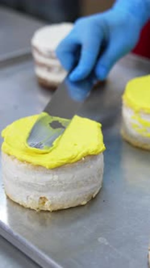 Cake Decorating with Yellow Frosting