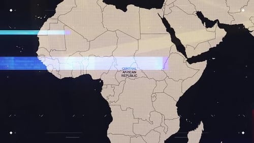 Digital World Map Zoom and Glitch Highlight