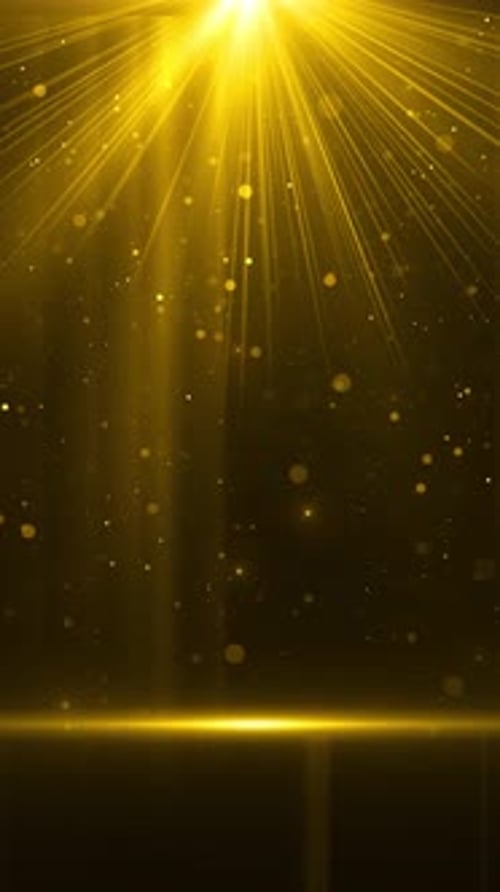 Abstrakter Animationshintergrund in Goldpartikelform mit fallendem und flackerndem Lichtstrahl Partikel g