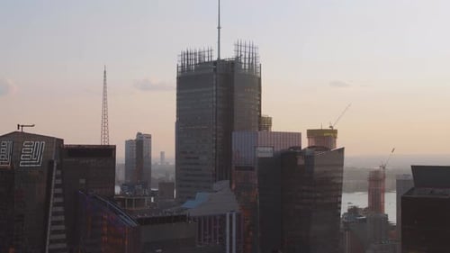 NYC: Midtown Manhattan skyline, looking over Times Square towards the Hudson River New York City, US