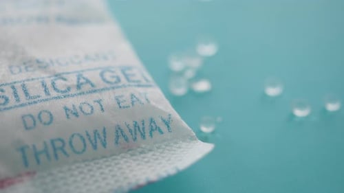 Packet With Silica Gel on Table