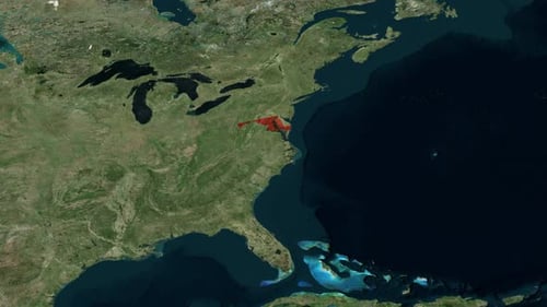 Satellite Map Zoom and Highlight of Maryland State