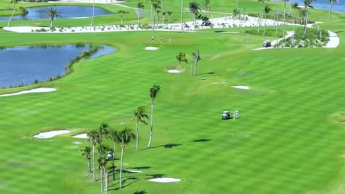 Waterfront Golf Course in Florida Sports Grounds with Green Grass in Boca Grande Small Town on