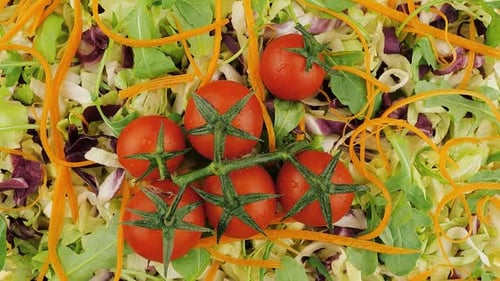 Ingrédients de salade frais arrangés avec des couleurs et des textures éclatantes