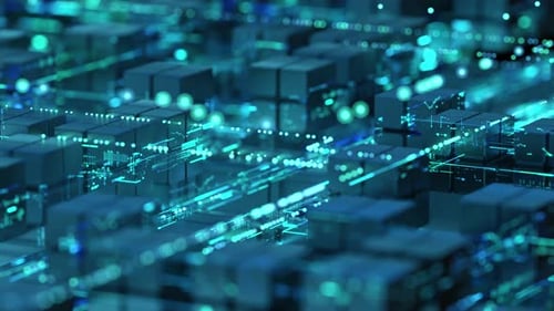 Futuristic Digital Data Network Grid Animated Background