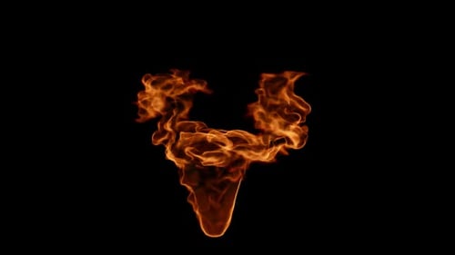 Animated Letter V with Realistic Fire Effect