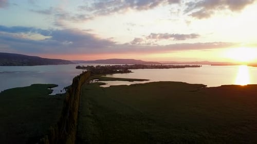 Aerial View of Scenic Landscape at Sunset