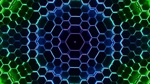 Dynamic Glowing Hexagon Grid Abstract Animation