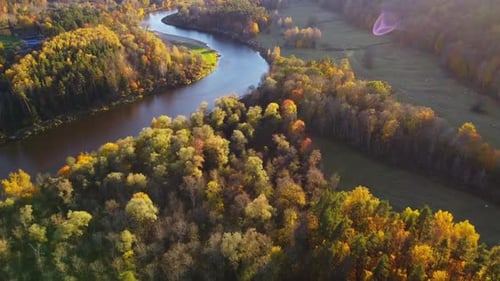 Sigulda in Autumn, Aerial Views of Latvia's Beauty, Forest and River