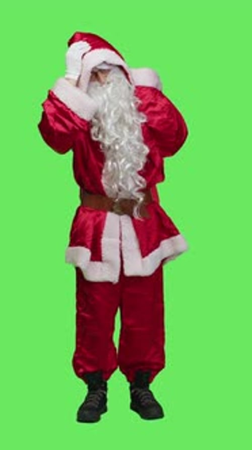 Vertical Video Front View of Santa Claus Being Sick with Headache