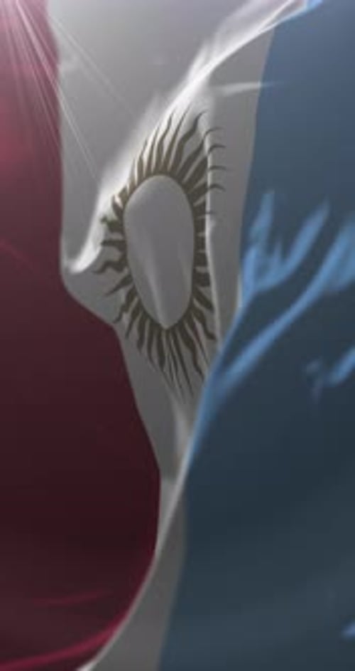 Realistic Argentina Flag Waving in Vertical Frame