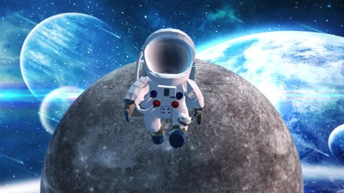 Animated Cute Astronaut Floating in Space