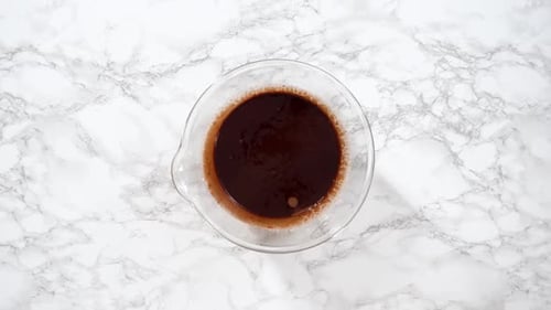 Flat Lay Whipping Chocolate Ganache with an Electric Kitchen Mixer