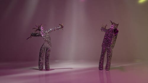 Surreal Glitter Dancing Abstract Characters Animation