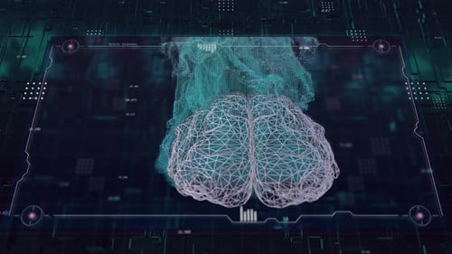 Animated Brain Scan Display with Futuristic UI Elements