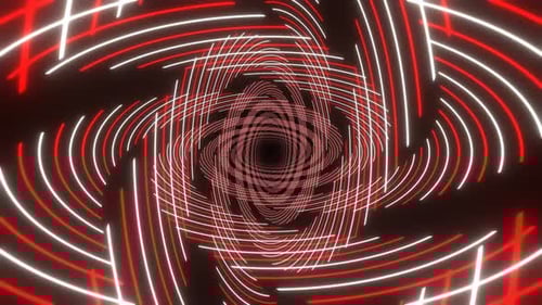 Red And White Flashing Neon Spiral Background Vj Loop In 4K