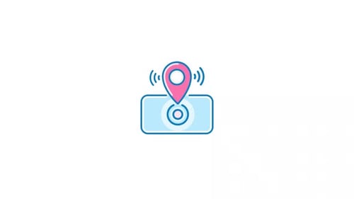 GPS Tracking Location Pin with Signals Flat Animation