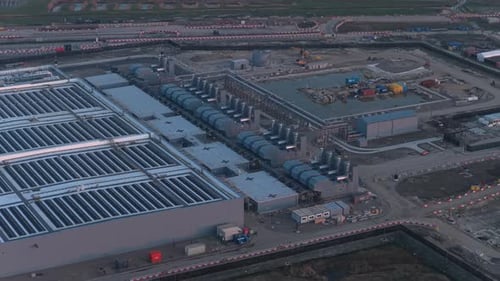 Hyperscale data center with solar panels under construction in the netherlands, Groningen