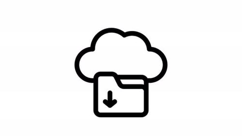 Flat Design Cloud Storage Download Icon Animation