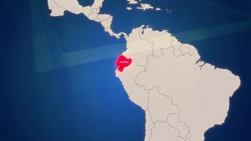 Animated Digital Map Highlight of Ecuador Country