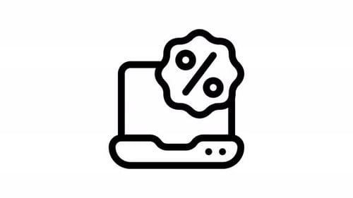 Animated Laptop with Percentage Sign Icon for Discounts