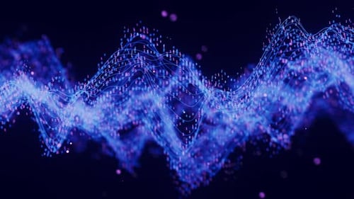 Abstract Digital Waves with Binary Code Stream