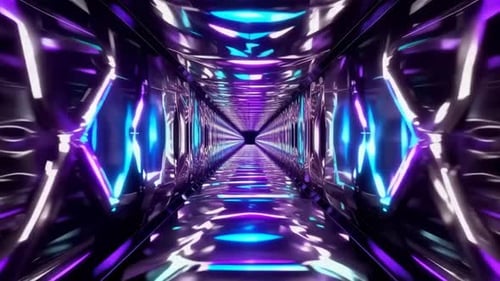 Futuristic Neon Glowing Infinity Tunnel VJ Loop