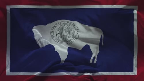 Waving Wyoming State Flag Realistic Motion Graphic