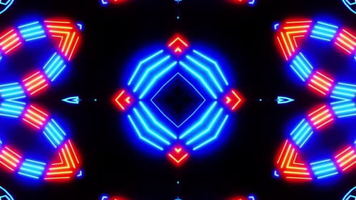 Seamless Loop of Abstract Neon Geometric Kaleidoscope Pattern