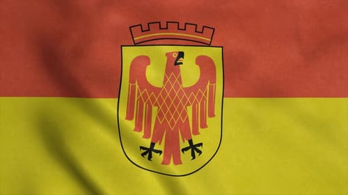 Bandera de Potsdam, Alemania, ondeando en el viento, fondo realista