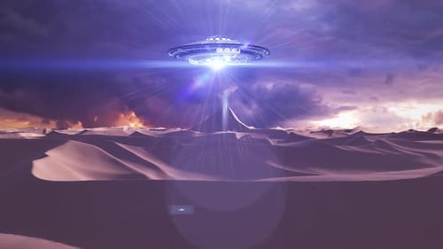 Außerirdisches Raumschiff Ufo über Wüstendünen
