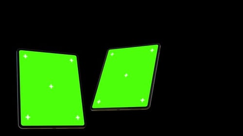 Opening Device Tablet Mockup With Green Screen Render