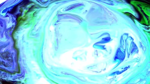 Vibrant Abstract Fluid Art with Blue, Green, and White Hues