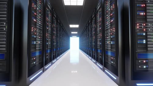 Server Room Of A Data Center Or Isp