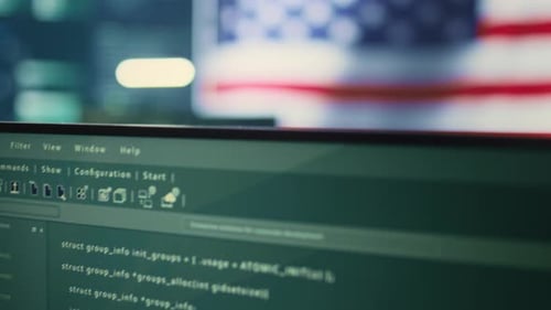 American Flag Waving on Computer Monitor