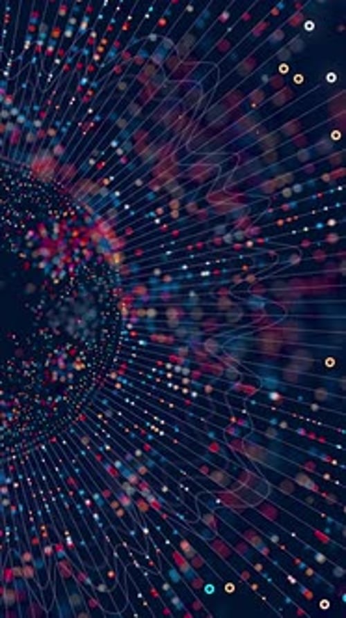 Round Big Data Visualization with AI Processing Quantum Computing and Futuristic Information Flow