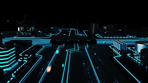 Futuristic Circuit Board Text Reveal Intro
