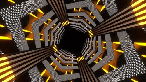 White And Orange Neon Endless Arrow Tunnel Background Vj Loop In 4K