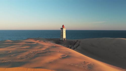 Aerial view of Rubjerg Knude Lighthouse, Denmark.