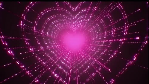 Romantic Pink Glowing Heart Tunnel Abstract Animation