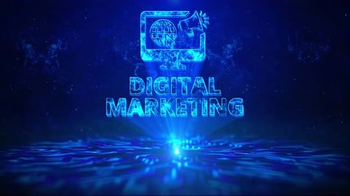 Futuristic Digital Marketing Icon and Text Display Animation